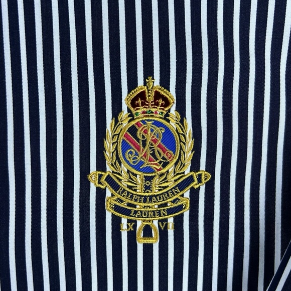 Lauren Ralph Lauren Womens Button Down Shirt Embroidered Crest Size 3X Preppy - Picture 8 of 16